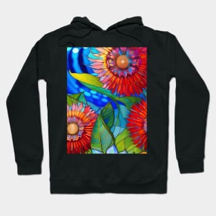 Red Staind Glass Flowers Hoodie